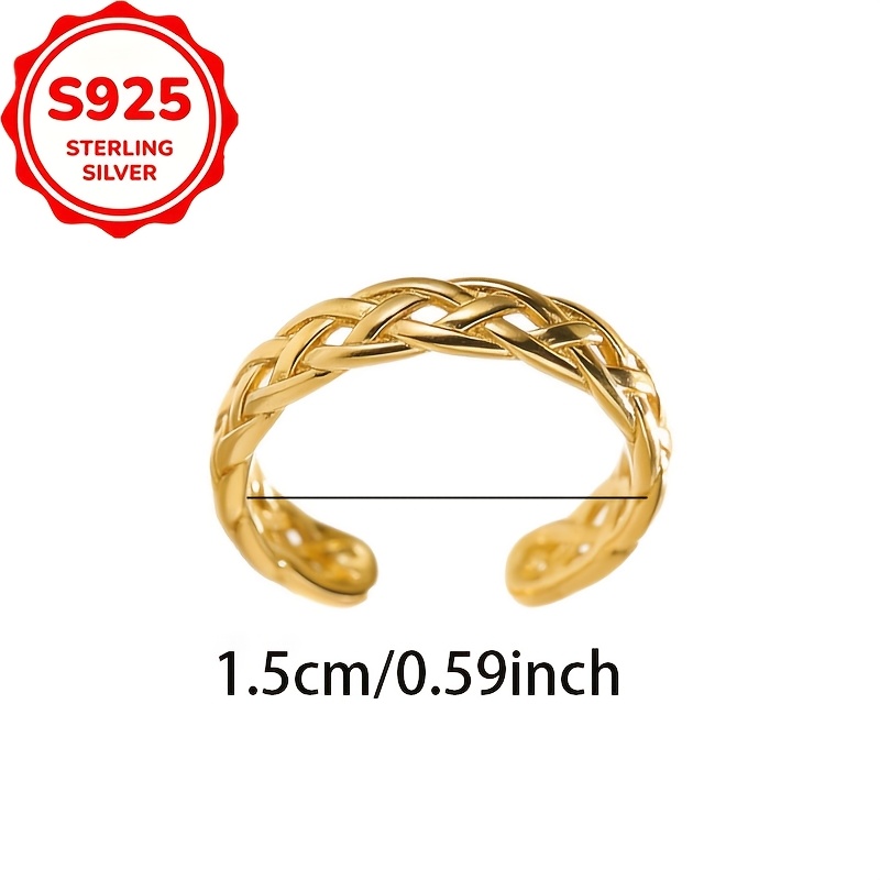 Women's S925 Silver Woven Cross Hollow Open Toe Ring, Elegant Gift